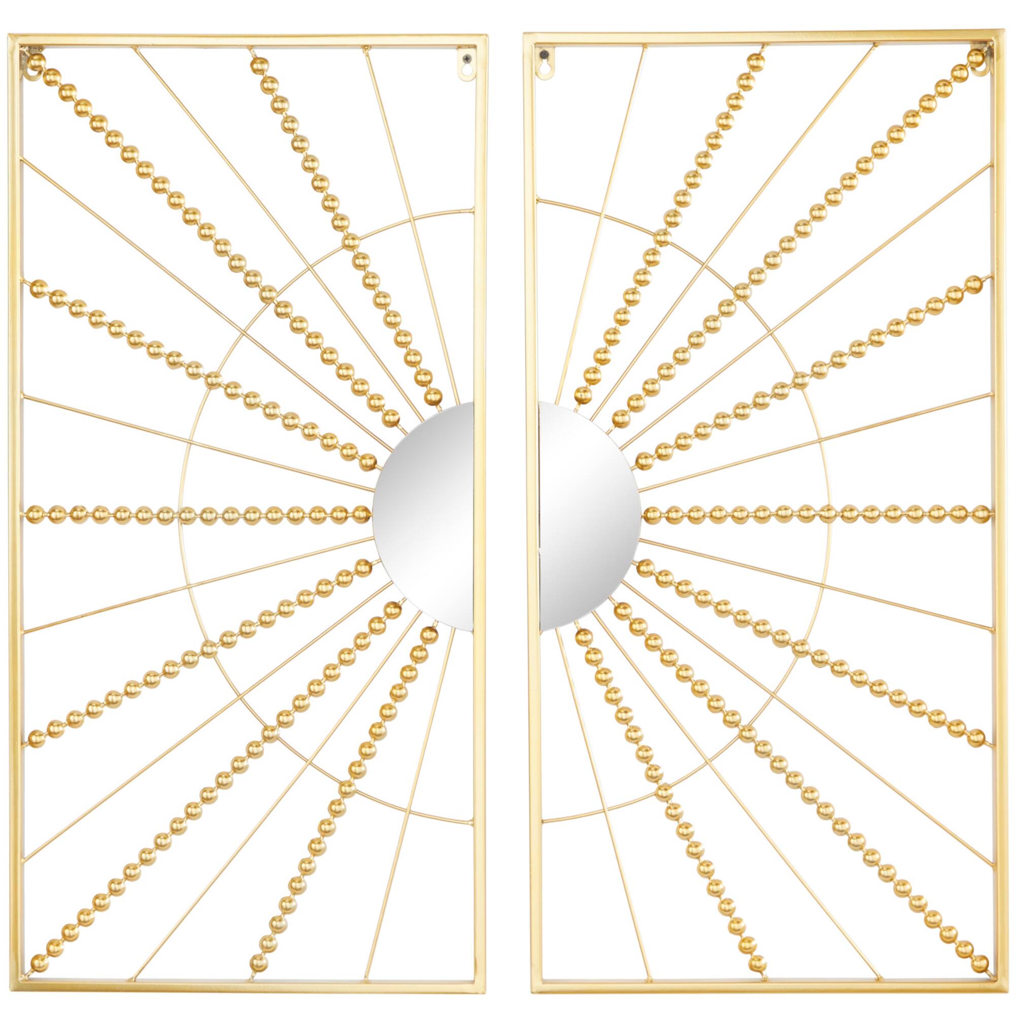 CosmoLiving by Cosmopolitan Gold Metal Half Moon Mirror Geometric Wall Decor with Gold Frame Set of 2 16", 32"